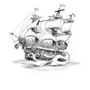 kraken sinking pirate ship tattoo design idea
