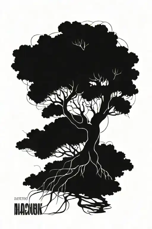 An abstract representation of neural pathways that transition into tree branches or roots, symbolizing growth. tattoo design idea