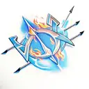 arrow in blue flames  tattoo design idea