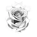 rose with last name tattoo design idea