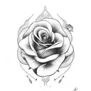 rose with last name tattoo design idea