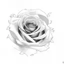 rose with last name tattoo design idea
