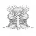 Half dead tree and half living tree  tattoo design idea