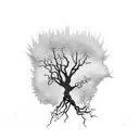 Half dead tree and half living tree  tattoo design idea