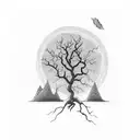 Half dead tree and half living tree  tattoo design idea