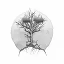 Half dead tree and half living tree  tattoo design idea