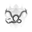 Chef's knife morphing into a stylized serpent tattoo design idea