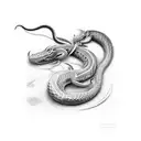 Chef's knife morphing into a stylized serpent tattoo design idea