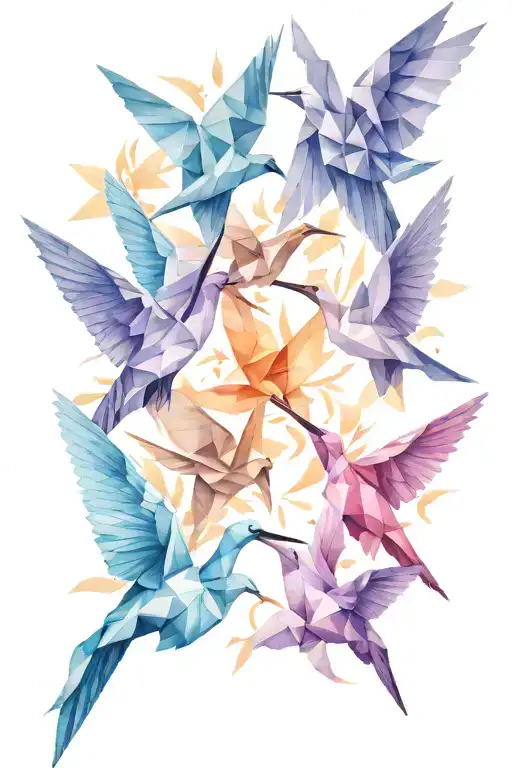 origami cranes blending the client's interests tattoo design idea