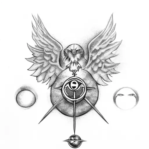 Harry Potter themed, include ravenous symbol, magic and golden snitch tattoo design idea