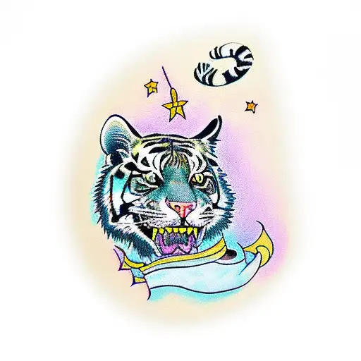 cat with a tiger  tattoo design idea