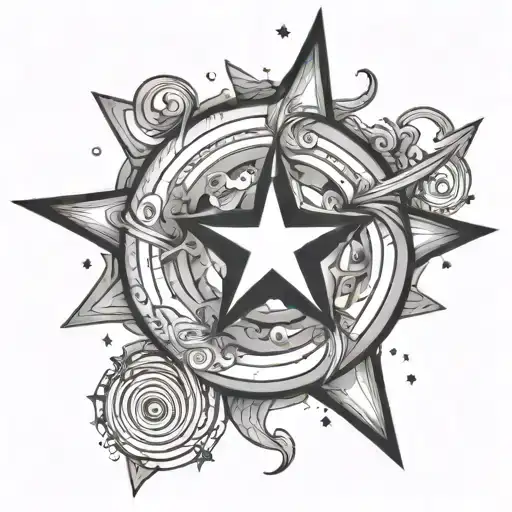 stars spiraling tattoo design idea