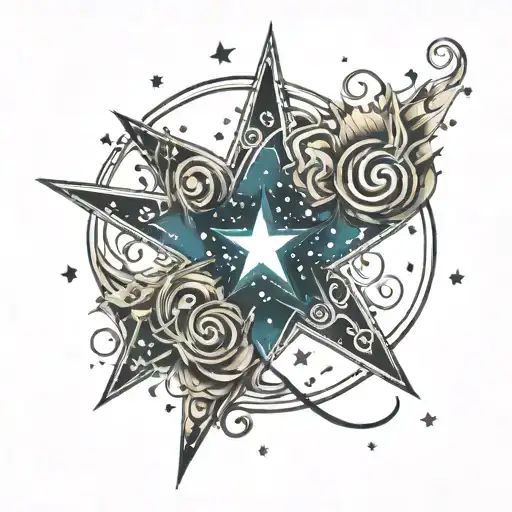stars spiraling tattoo design idea