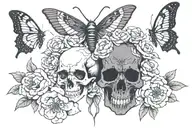 moth, skull, ghost, peonies, dark, gothic, 🌺  tattoo design idea