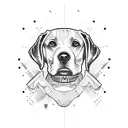 humanoid labrador skateboarding tattoo design idea