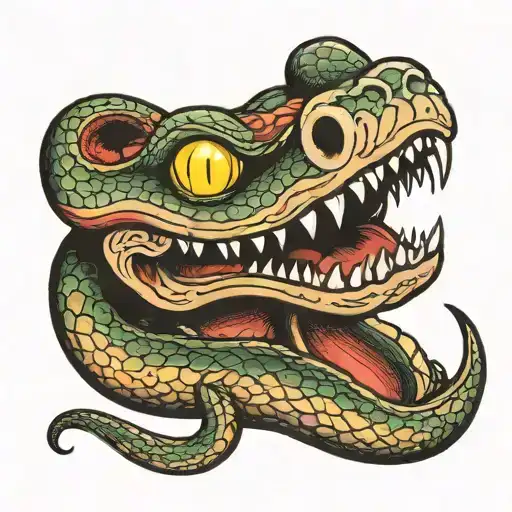 snake face eating a mouse tattoo design idea