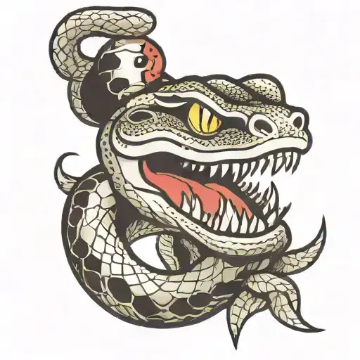 snake face eatin mouse tattoo design idea