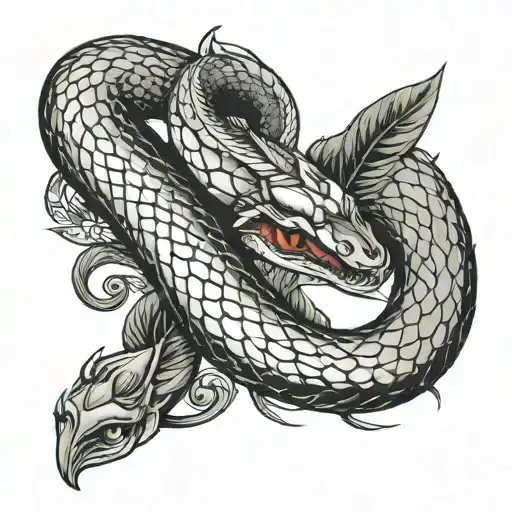 snake wrapped around arm sleeve tattoo design idea