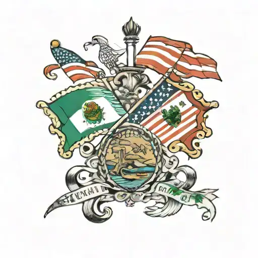 American Canadian Mexican flags together tattoo design idea