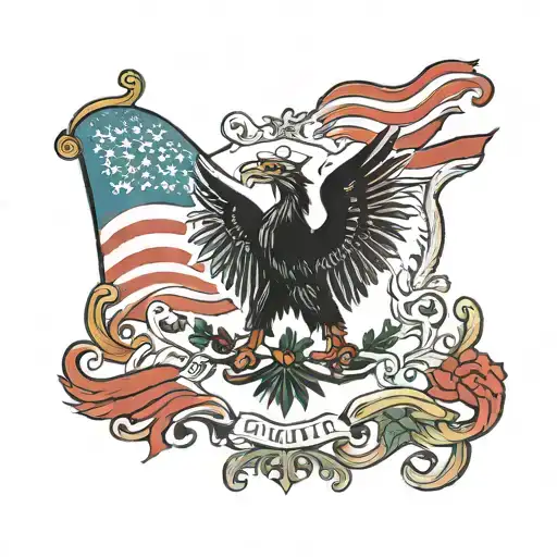 American Canadian Mexican flag merged  tattoo design idea