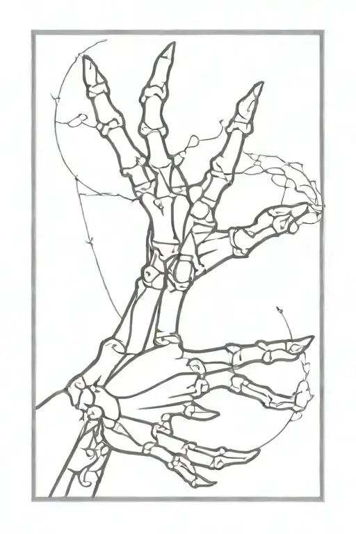 dancing skeleton hand holding tattoo design idea