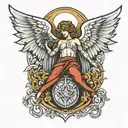 winged angel falling tattoo design idea