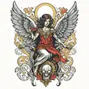 winged angel falling tattoo design idea