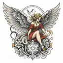 winged angel falling tattoo design idea