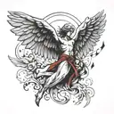 winged angel falling tattoo design idea
