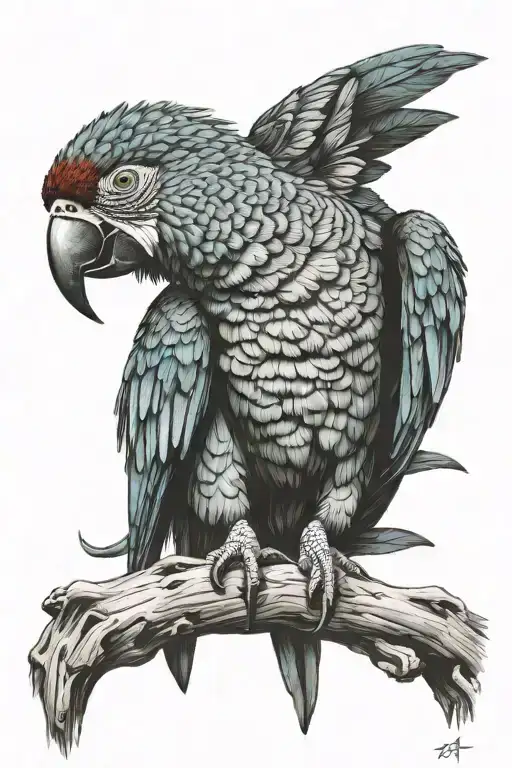 Military Macaw parrot tattoo design idea