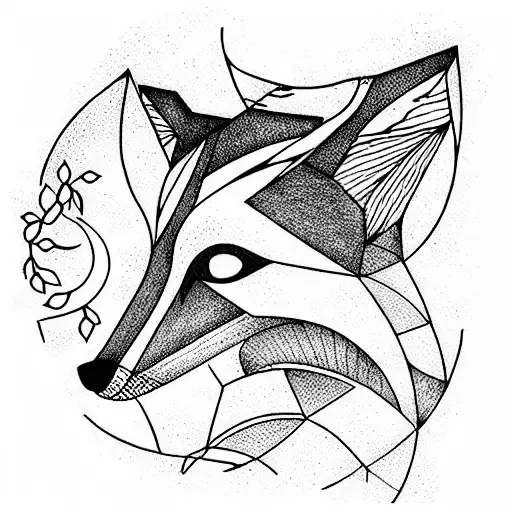 Fox and a New Moon tattoo design idea