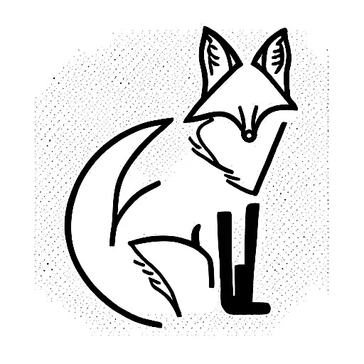 Fox and a New Moon tattoo design idea