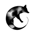 Fox and a New Moon tattoo design idea