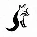 Fox and a New Moon tattoo design idea