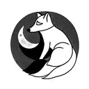 Fox and a New Moon tattoo design idea
