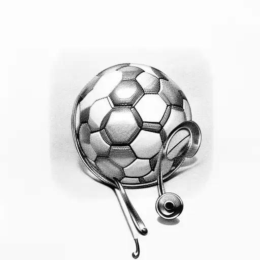A stethoscope wrapped around a soccer ball tattoo design idea