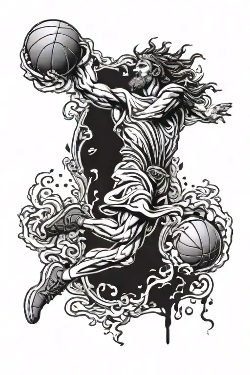 Zeus and Hermes Olympus basketball dunk tattoo design idea
