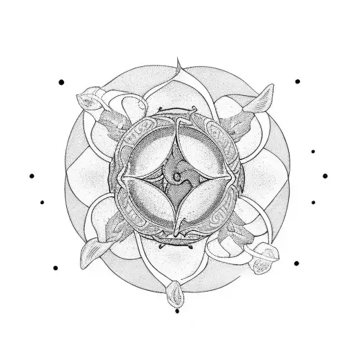 Viola flower and primrose with pisces symbol incorparating dates febuary 22 and febuary 25 tattoo design idea