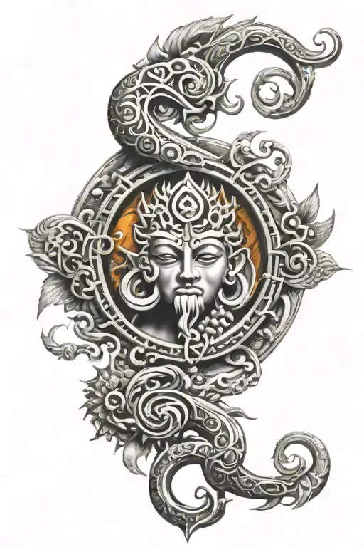 sHIV tHRISHUL WITH OM symbol intertwined tattoo design idea