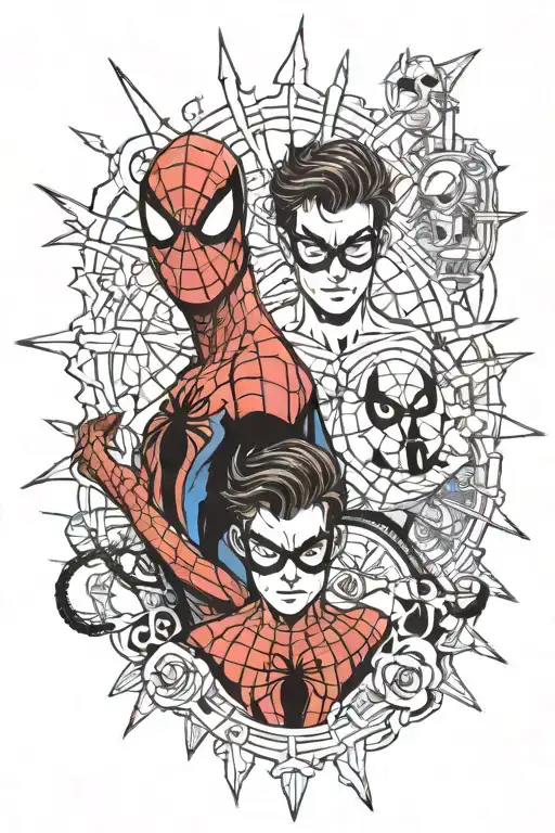 spiderman peter parker y miles tattoo design idea
