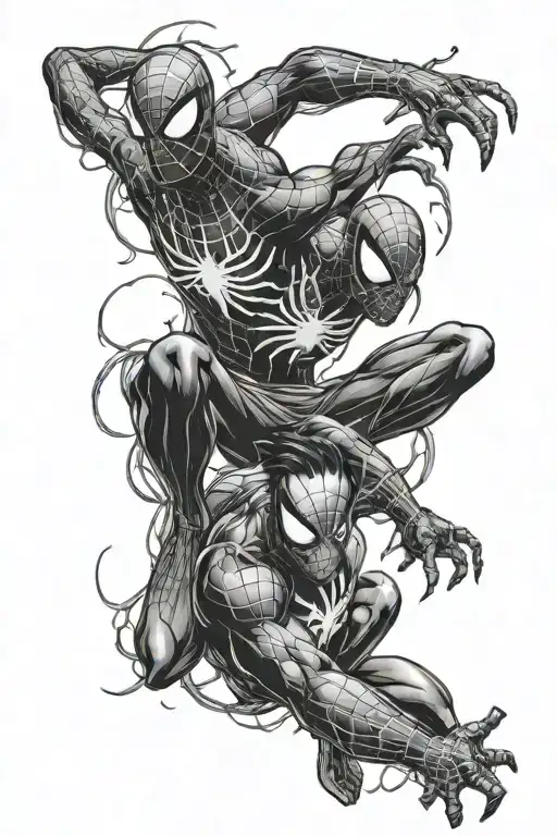 spiderman peter parker and venom carnage tattoo design idea