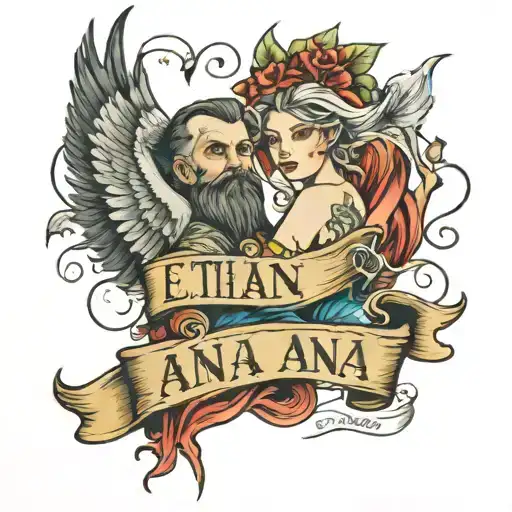 Ethan and anna written inside tattoo design idea