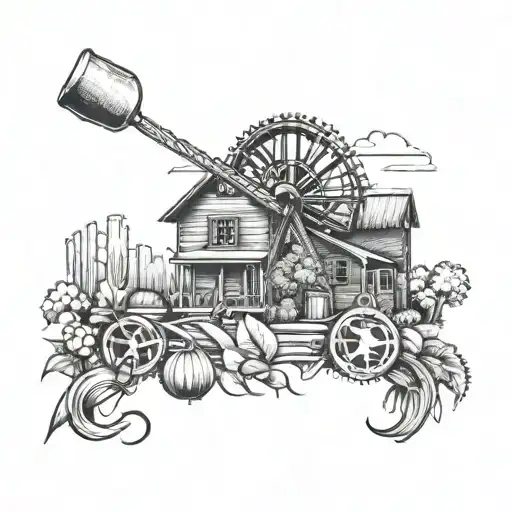 a forearm tattoo featuring things from East Tennessee. Dollywood, tomato's, farm land, fishing and backroading tattoo design idea