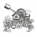 a forearm tattoo featuring things from East Tennessee. Dollywood, tomato's, farm land, fishing and backroading tattoo design idea