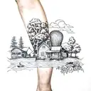 a forearm tattoo featuring things from East Tennessee. Dollywood, tomato's, farm land, fishing and backroading tattoo design idea