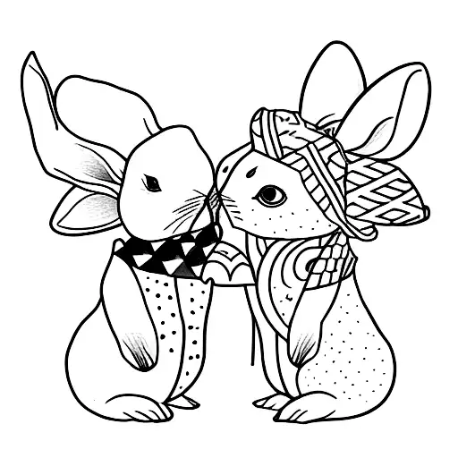 Matching tattoos for husband and wife inspired by their love for rabbit tattoo design idea