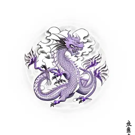 purple japanese dragon tattoo