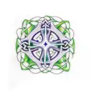 celtic cross with cancer ribbon tattoo design idea
