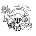 A pitbull and a cocker spaniel sharing a tropical fruit smoothie on a hammock tattoo design idea