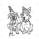 A pitbull and a cocker spaniel sharing a tropical fruit smoothie on a hammock tattoo design idea